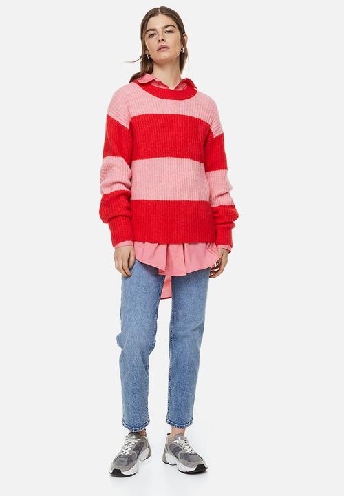 H&M - Rib-knit jumper - red/striped