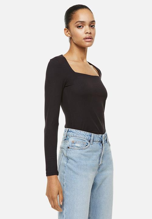 H&M - Long-sleeved jersey top - black