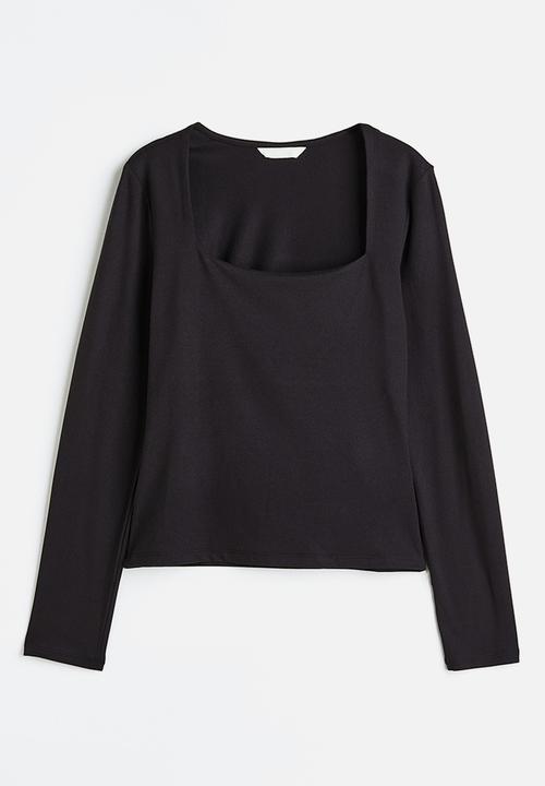 H&M - Long-sleeved jersey top - black