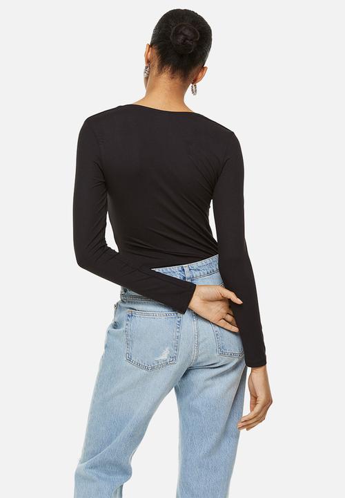 H&M - Long-sleeved jersey top - black