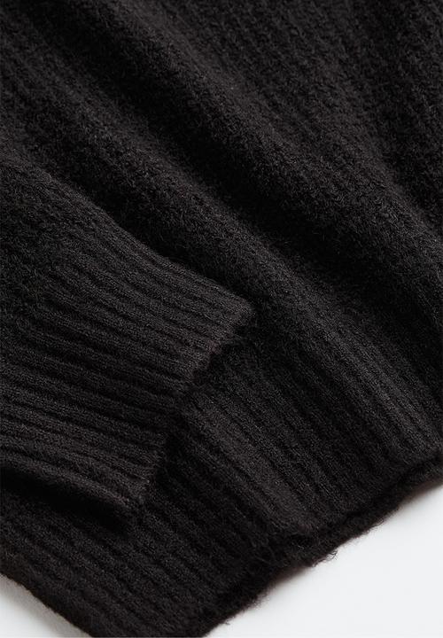 H&M - Off-the-shoulder rib-knit jumper - black