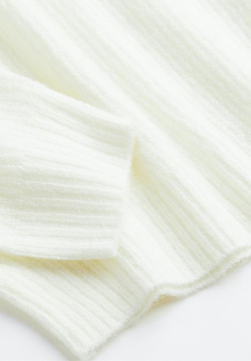 H&M - Off-the-shoulder rib-knit jumper - cream