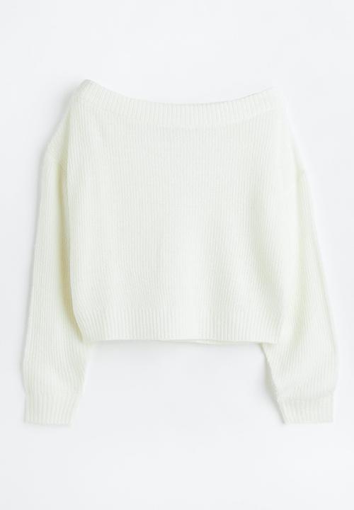 H&M - Off-the-shoulder rib-knit jumper - cream