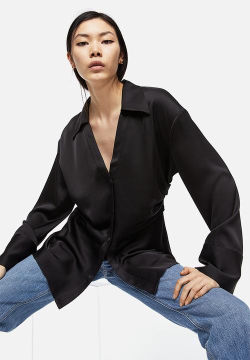 H&M - Draped blouse - black