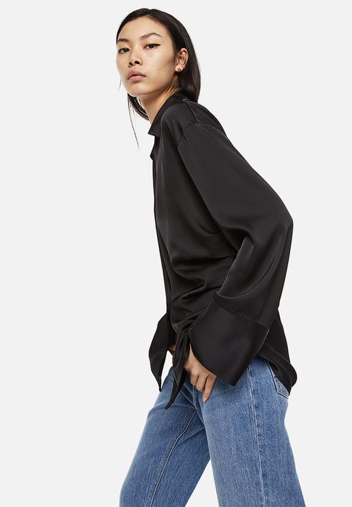 H&M - Draped blouse - black