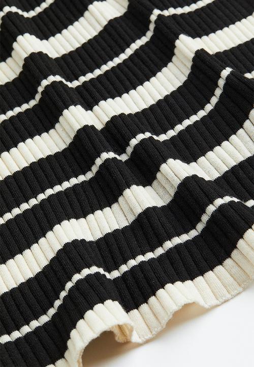H&M - Rib-knit top - black/striped