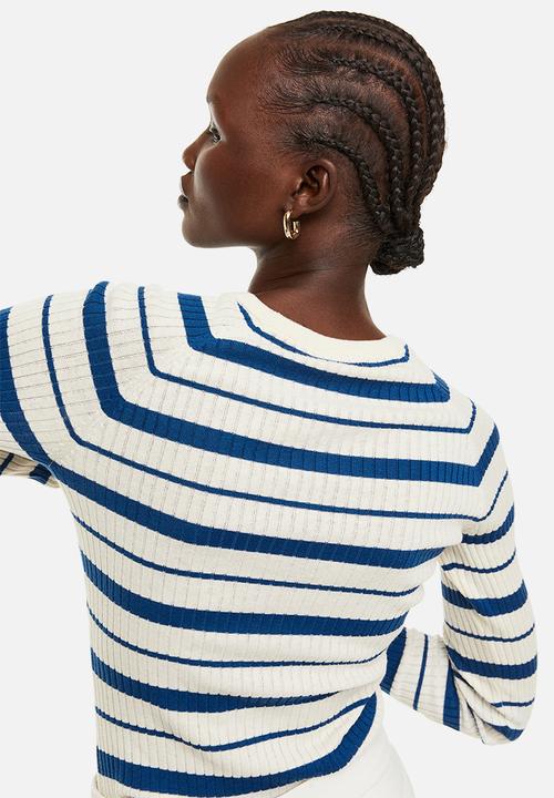 H&M - Rib-knit top - cream/striped