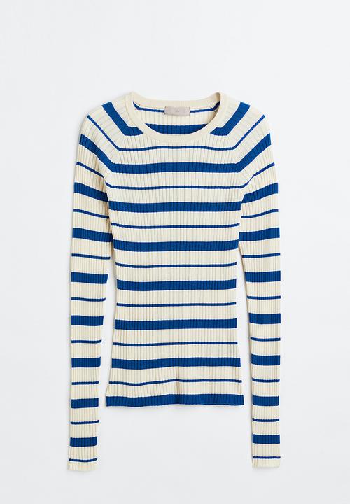 H&M - Rib-knit top - cream/striped
