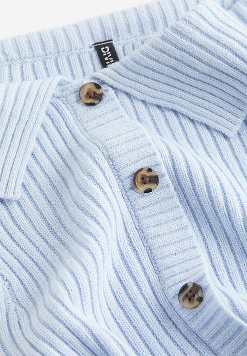 H&M - Button-front rib-knit skirt - light blue