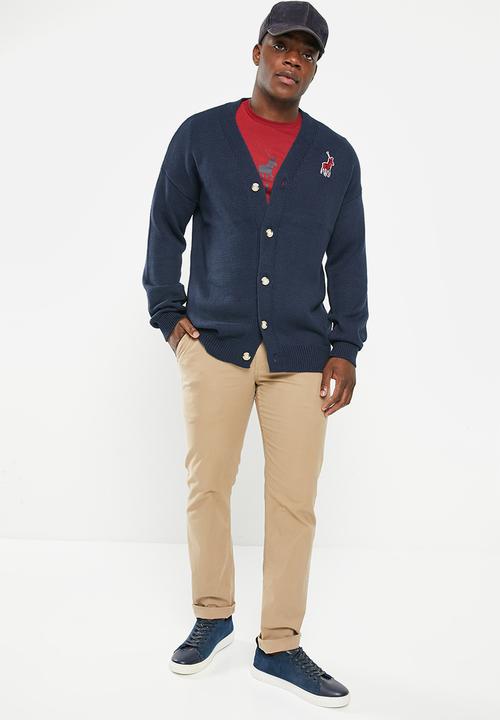 POLO - Men pjc long sleeve cardigan - navy 
