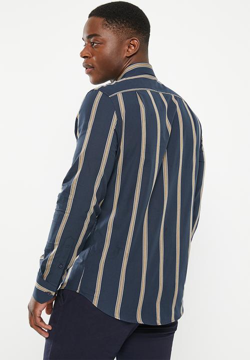 POLO - Mens stripe long sleeve shirt - navy