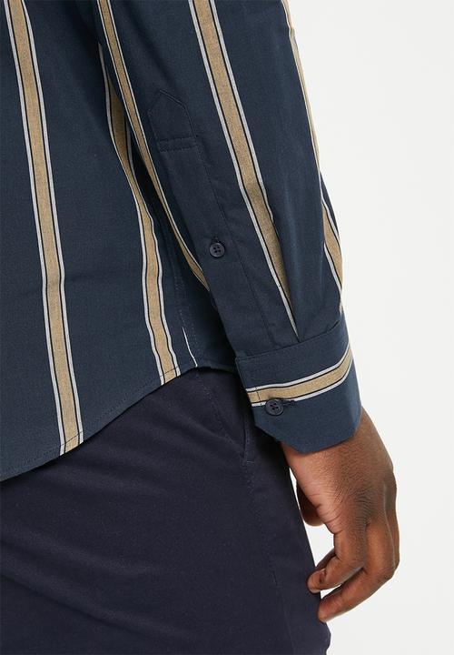 POLO - Mens stripe long sleeve shirt - navy