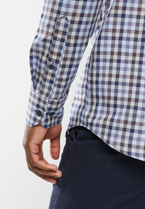 POLO - Mens multi gingham long sleeve shirt - multi 