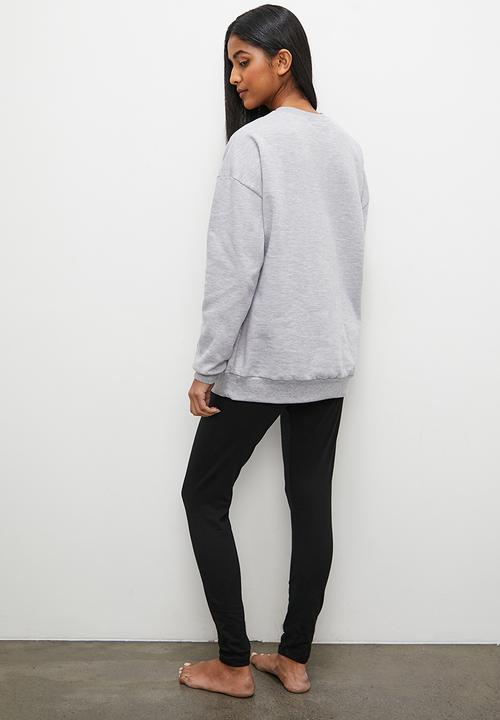 Superbalist - Fleece crew & legging set - grey mel & black