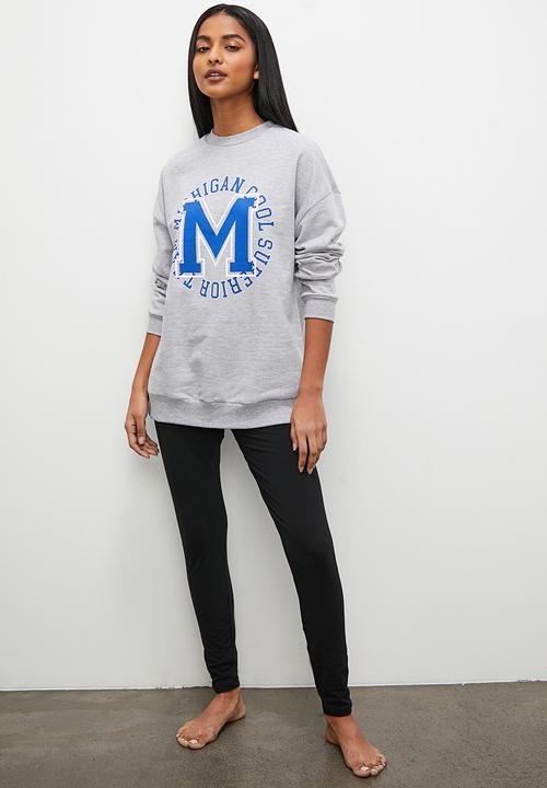 Superbalist - Fleece crew & legging set - grey mel & black