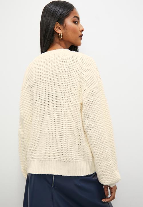 Superbalist - Stitch interest crew neck  - ecru