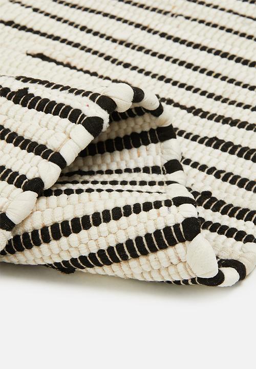 Sixth Floor - Recycled chindi runner - black & white
