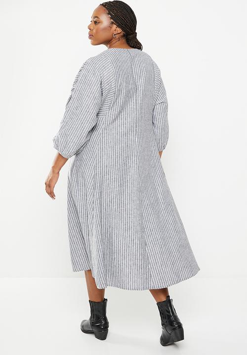 AMANDA LAIRD CHERRY - Plus lydiana dress - white/black woven stripe