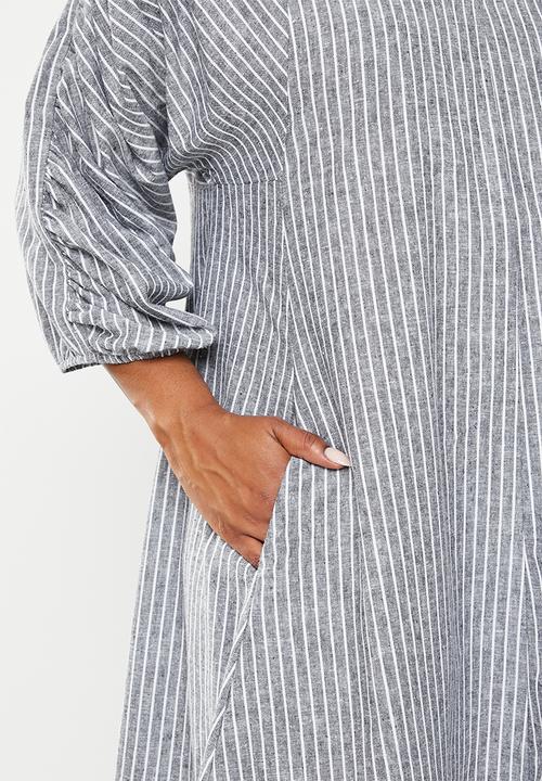 AMANDA LAIRD CHERRY - Plus lydiana dress - white/black woven stripe