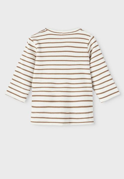 Name It - Skylar long sleeve slim top - white & brown