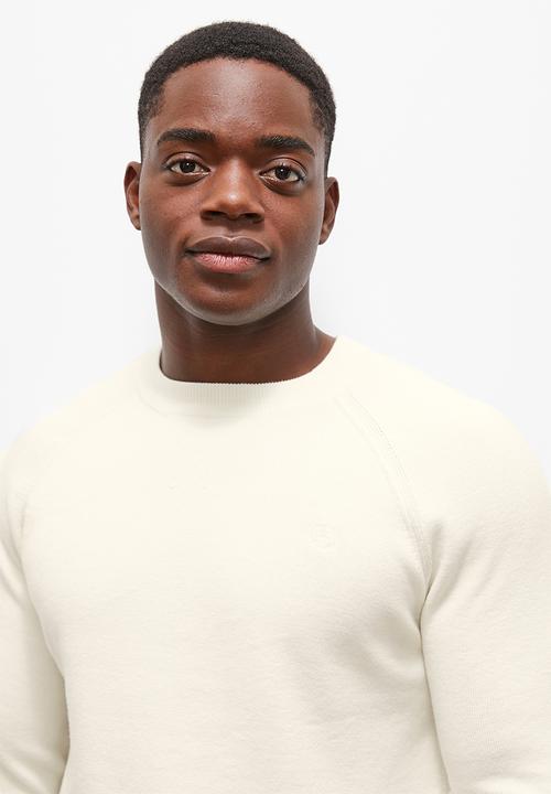 Lark & Crosse - Slim fit long sleeve crew neck pullover - milk