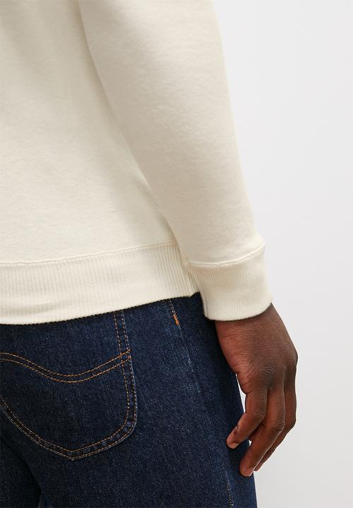 Lark & Crosse - Slim fit long sleeve crew neck pullover - milk