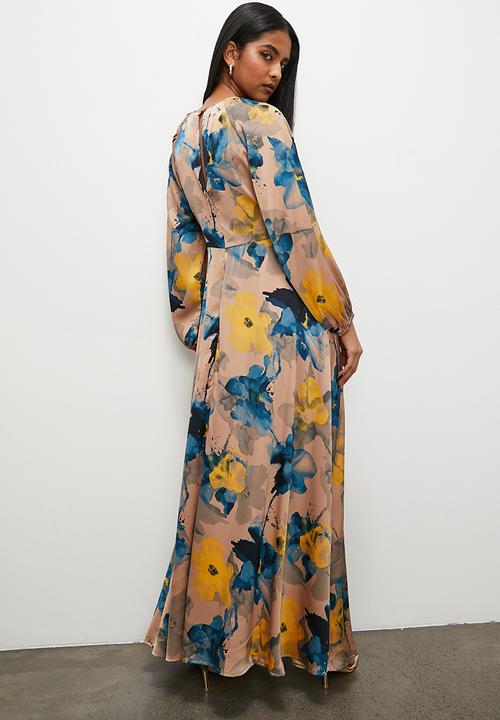 Superbalist - Satin balloon sleeve maxi dress - floral print 2