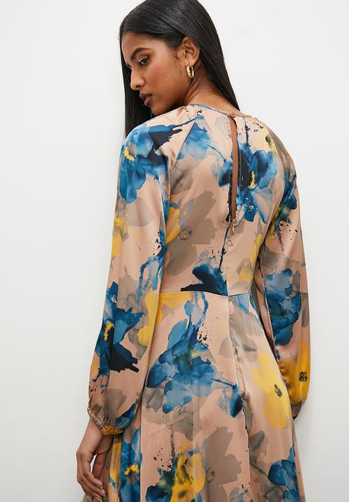 Superbalist - Satin balloon sleeve maxi dress - floral print 2