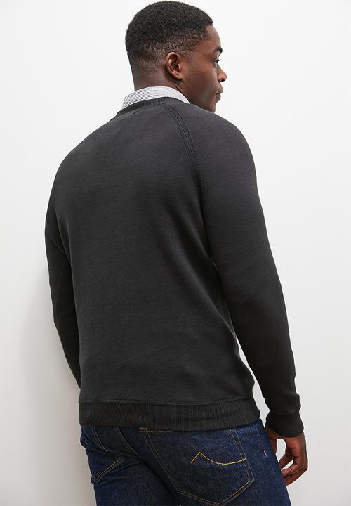 Lark & Crosse - Slim fit long sleeve crew neck pullover - black
