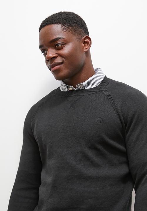 Lark & Crosse - Slim fit long sleeve crew neck pullover - black
