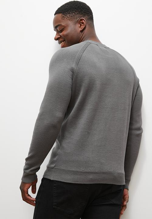 Lark & Crosse - Slim fit long sleeve crew neck pullover - charcoal