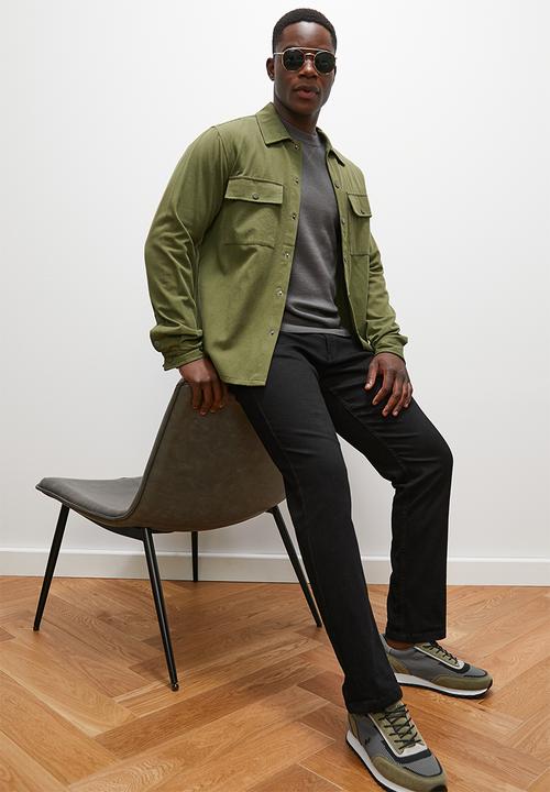 Lark & Crosse - Slim fit long sleeve crew neck pullover - charcoal