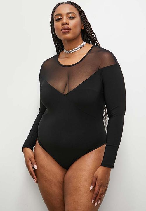 Superbalist - Sheer inset bodysuit - black