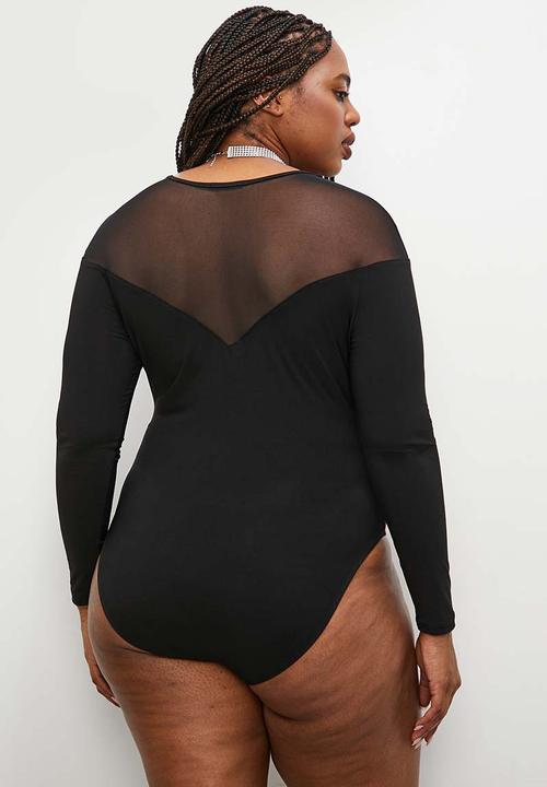 Superbalist - Sheer inset bodysuit - black