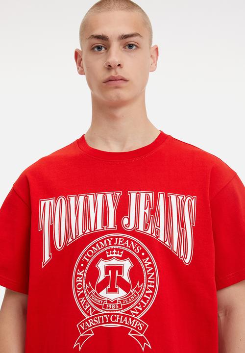 Tommy Hilfiger - Tjm relaxed varsity logo tee - dark red