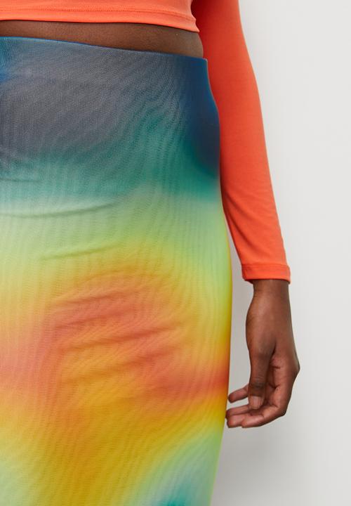 Blake - Printed mesh column midi - heat wave print