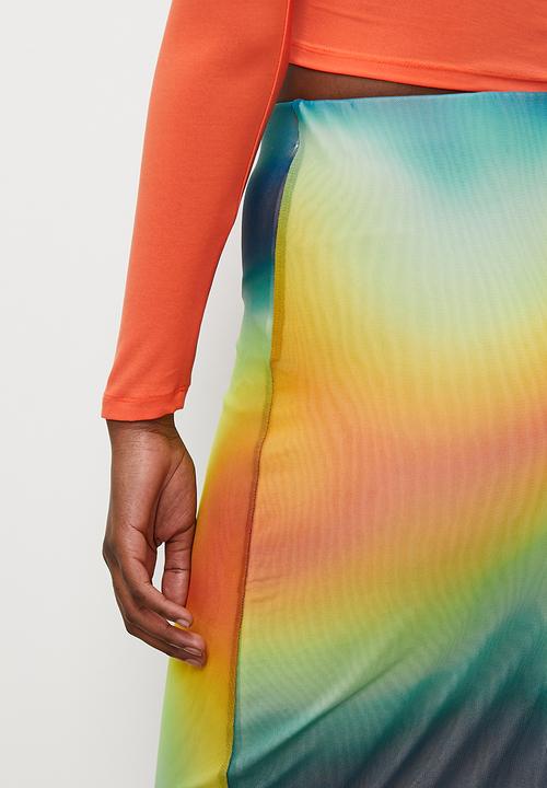 Blake - Printed mesh column midi - heat wave print