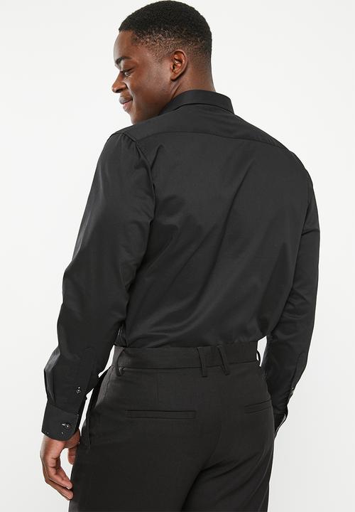 Pierre Cardin - Plain stretch classic collar formal shirt - black