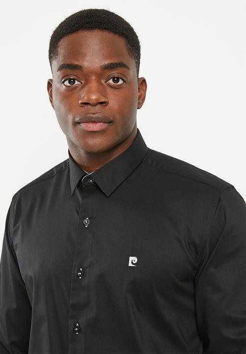 Pierre Cardin - Plain stretch classic collar formal shirt - black