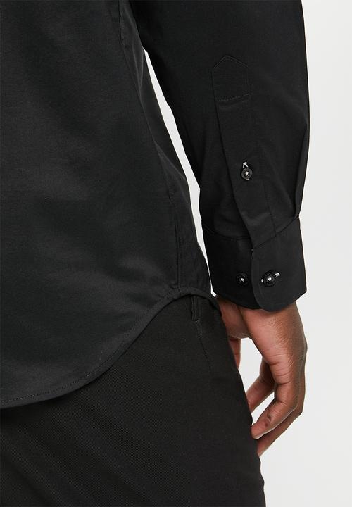 Pierre Cardin - Plain stretch classic collar formal shirt - black