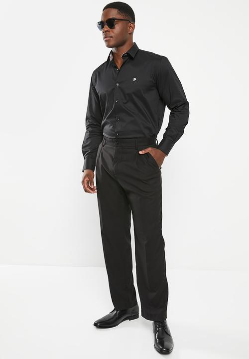 Pierre Cardin - Plain stretch classic collar formal shirt - black