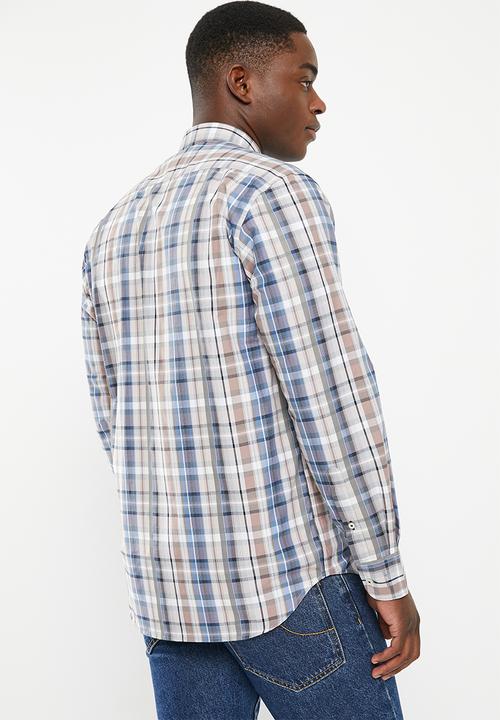 Pierre Cardin - Pc55 checked formal shirt - taupe