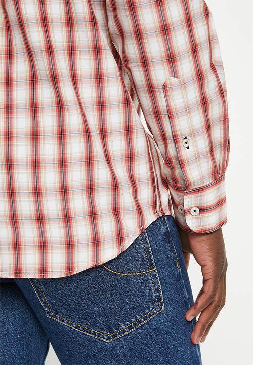 Pierre Cardin - Pc173 checked  formal shirt - khaki & red