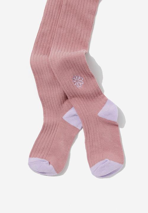 Cotton On - Solid tights - dusty berry/vanilla