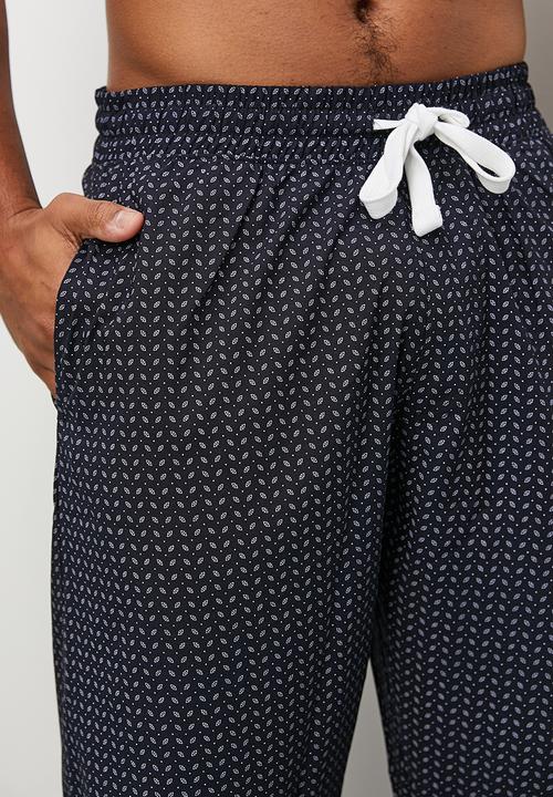Superbalist - Henley tee & stripe woven sleep pant set - grey melange & black