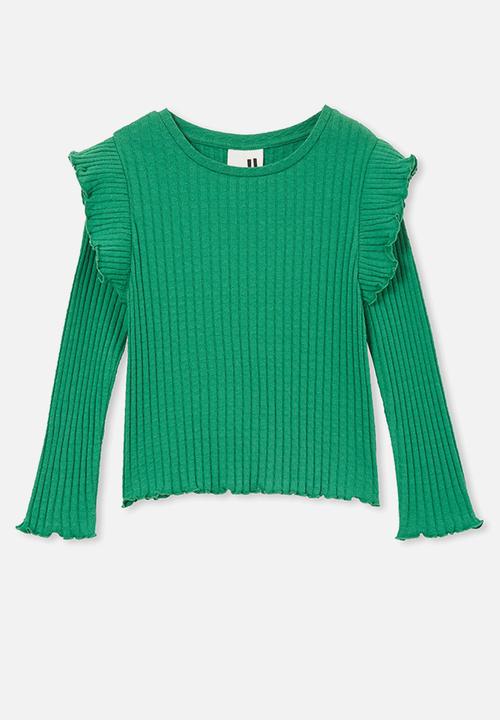Cotton On - Isla long sleeve ruffle top - pickles