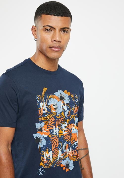 Ben Sherman - Floral Panel Tee Shirt - Navy