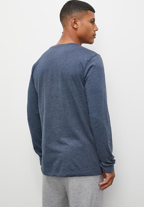 Superbalist - Graphic print long sleeve sleep tee - blue melange