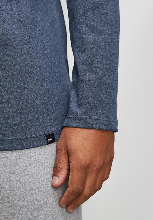 Superbalist - Graphic print long sleeve sleep tee - blue melange