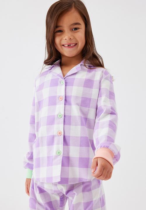 Cotton On - Angie long sleeve pyjama set - purple lilacs/gingham check